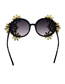 Fashion Black Resin Diamond Daisy Round Frame Sunglasses