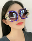 Fashion 2# Resin Diamond Large Frame Sunglasses