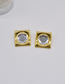 Fashion Gold Metal Square Mirror Stud Earrings