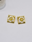 Fashion Gold Metal Square Flower Stud Earrings