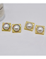 Fashion Gold-2 Metal Diamond Pearl Square Stud Earrings