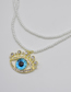 Fashion White Geometric Pearl Beaded Diamond Eye Double Necklace