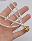 Fashion White Pearl Beaded Diamond Double Necklace