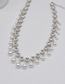 Fashion White Alloy Geometric Rhinestone Pearl Fringe Necklace
