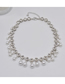 Fashion White Alloy Geometric Rhinestone Pearl Fringe Necklace