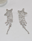 Fashion Silver Alloy Diamond Tassel Pentagram Drop Earrings