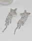 Fashion Silver Alloy Diamond Tassel Pentagram Drop Earrings