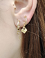 Fashion Square + Star Alloy Diamond Star Square Asymmetric Stud Earrings