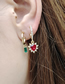 Fashion Key + Heart Lock Alloy Diamond Key Love Lock Asymmetric Earrings