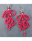Fashion Red Resin Beaded Tassel Drop Earrings