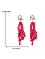 Fashion Red Resin Beaded Tassel Drop Earrings