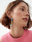 Fashion Blue Color Colorful Rice Bead Braided Round Earrings