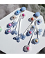 Fashion Blue Resin Geometric Beaded Crystal Flower Tassel Drop Earrings