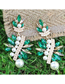 Fashion Green Alloy Diamond And Pearl Geometric Stud Earrings