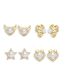 Fashion D Brass Diamond And Pearl Geometric Stud Earrings