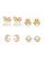 Fashion C Brass Diamond And Pearl Moon Stud Earrings