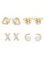 Fashion C Brass Diamond And Pearl Cross Stud Earrings