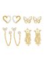 Fashion C Brass Diamond Tassel Pentagram Drop Earrings