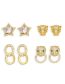 Fashion D Brass Diamond Leopard Head Stud Earrings