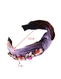 Fashion Purple Fabric Alloy Diamond Inlaid Water Drop Knotted Headband 7cm
