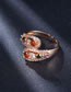 Fashion Rose Gold Brass-set Zirconium Cutout Panel Rolled Open Ring