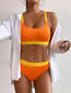 Fashion Rose Red Polyester Colorblock Pit Strip Swimsuit