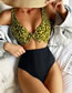 Fashion Photo Color Polyester Leopard Print Lace-up Cutout One-piece Swimsuit