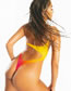 Fashion Yellow Gradient Polyester Gradient One-shoulder Cutout One-piece Swimsuit