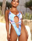 Fashion 1# Tie-dye Lace-up Ombre One-piece Swimsuit