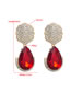 Fashion Red Alloy Inset Water Drop Diamond Geometric Stud Earrings
