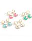 Fashion Pink Copper Gold-plated Oil Star Moon Love Stud Earrings