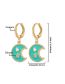Fashion Pink Copper Gold-plated Oil Star Moon Love Stud Earrings