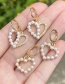 Fashion Gold Brass Set With Zirconium Pearls And Heart Hoop Earrings