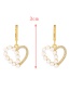Fashion Gold Brass Set With Zirconium Pearls And Heart Hoop Earrings