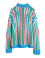 Fashion Blue Strips Striped Knitted Jacket