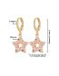 Fashion Pink Brass Diamond Drip Oil Pentagram Earrings