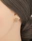 Fashion Pink Copper Gold Plated Floral Stud Earrings With Diamonds