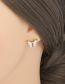 Fashion White Butterfly Stud Earrings In Copper Set With Zirconium Oil Drops