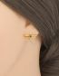 Fashion B Bronze Diamond Drip Oil Dragonfly Stud Earrings