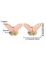 Fashion Pink Gold Plated Copper Butterfly Stud Earrings With Diamonds And Oil Drops
