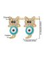 Fashion B Bronze Diamond Drop Oil Eye Cat Stud Earrings