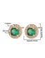 Fashion Green Copper Diamond Round Stud Earrings
