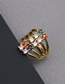 Fashion Purple Copper Set Zirconium Geometric Layered Ring