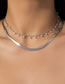 Fashion Silver Alloy Pearl Tassel Snake Bone Chain Double Layer Necklace