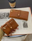 Fashion Long Brown Pu Double Zipper Tri-fold Long Wallet