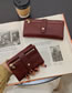 Fashion Short Red Pu Double Zipper Tri-fold Long Wallet