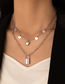 Fashion Silver Color Alloy Heart Tassel Small Lock Double Layer Necklace