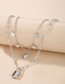 Fashion Silver Color Alloy Heart Tassel Small Lock Double Layer Necklace