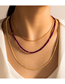 Fashion Color Alloy Rice Beads Beaded Snake Bone Chain Double Layer Necklace