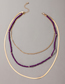 Fashion Color Alloy Rice Beads Beaded Snake Bone Chain Double Layer Necklace